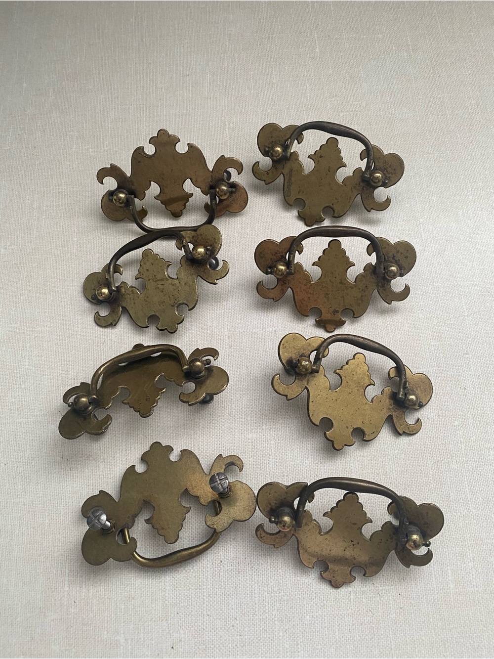 Vintage Drawer Pull Lot Of 8 Brass